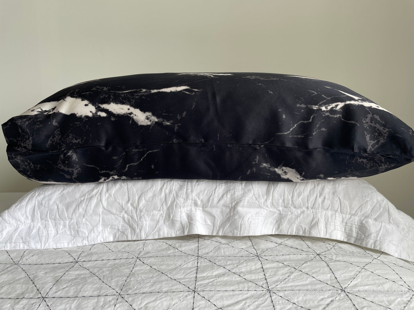 Silk Pillow Case - Black Marble