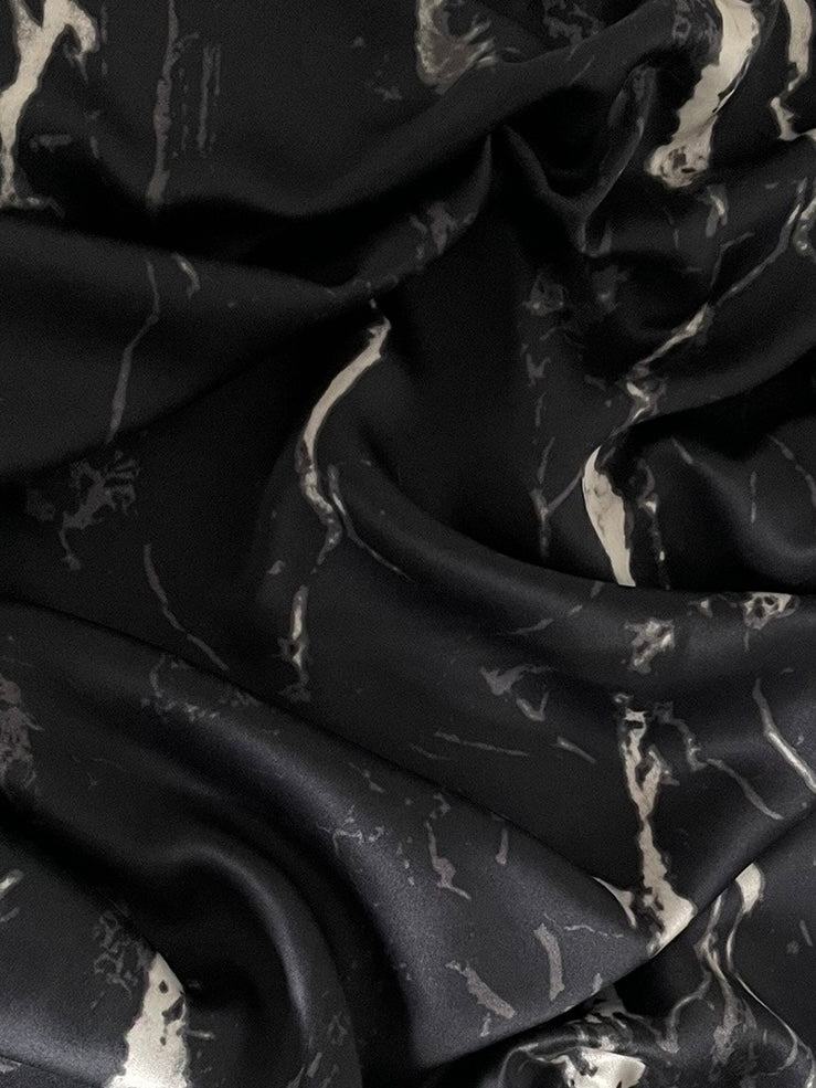 Silk Pillow Case - Black Marble